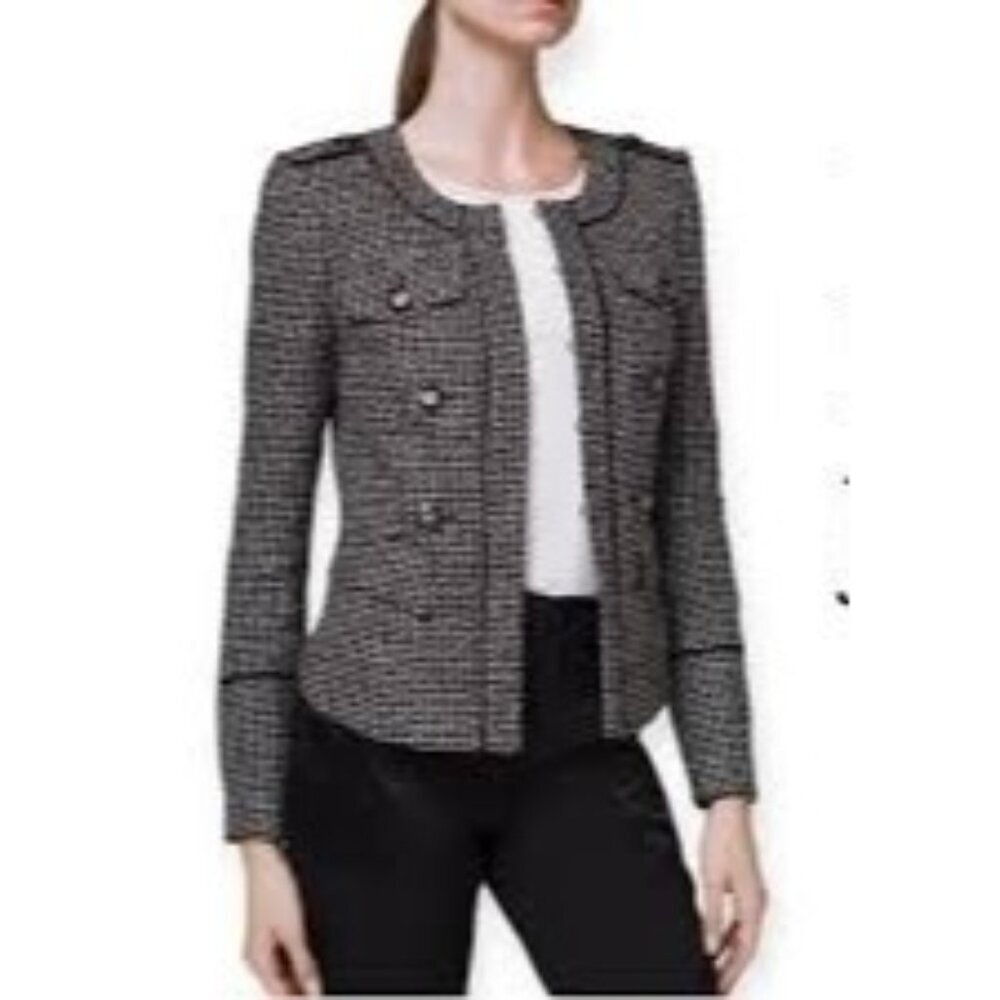 WHITE HOUSE BLACK MARKET $180 TWEED MOTO JACKET 8 NWT